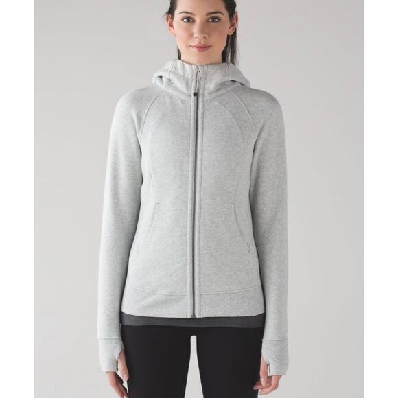 Lululemon Scuba Hoodie Cotton Full Zip Fleece in "Heathered Vapor" Gray Size 6 - Picture 1 of 14